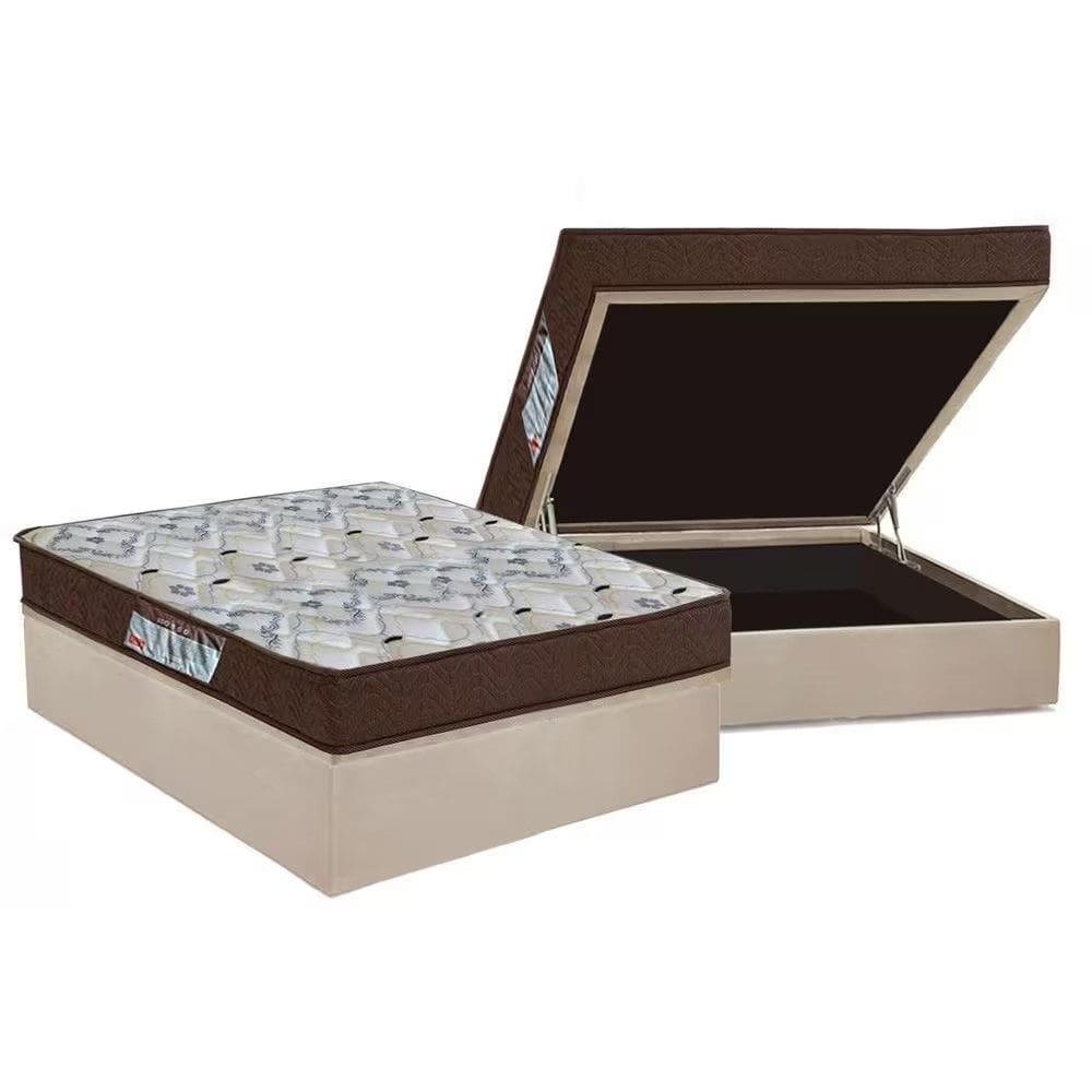 Cama Baú Casal Bege Colchão ISO 150 D45 - Ortobom