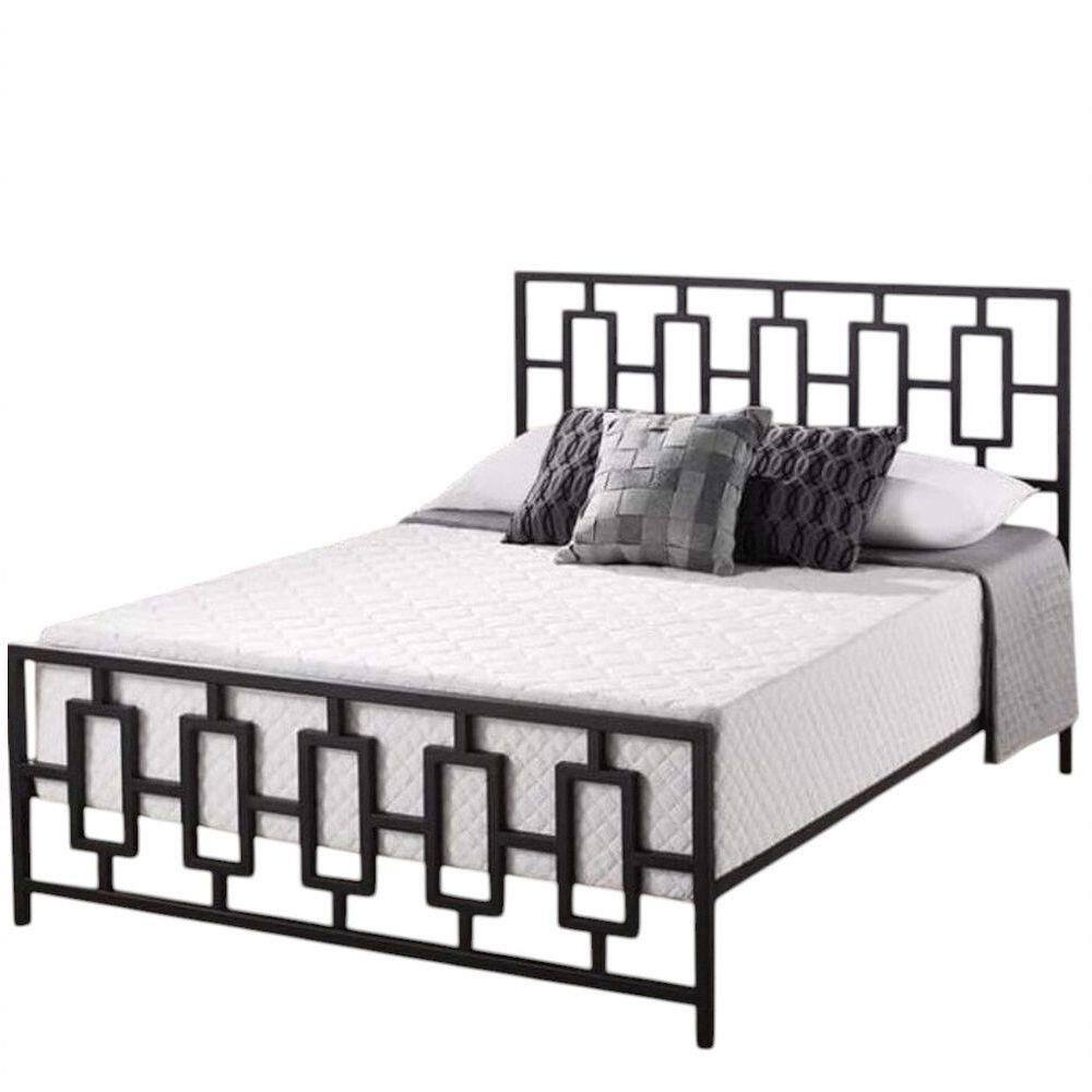 Cama Casal Com Cabeceira Robusta Aço Ferro Metal Tamanho Padrão 138x188 Cor Preto Estilo Industrial Mobbili Ca-01