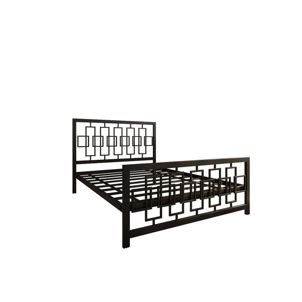 Cama Casal Com Cabeceira Robusta Aço Ferro Metal Tamanho Padrão 138x188 Cor Preto Mobbili Ca-05