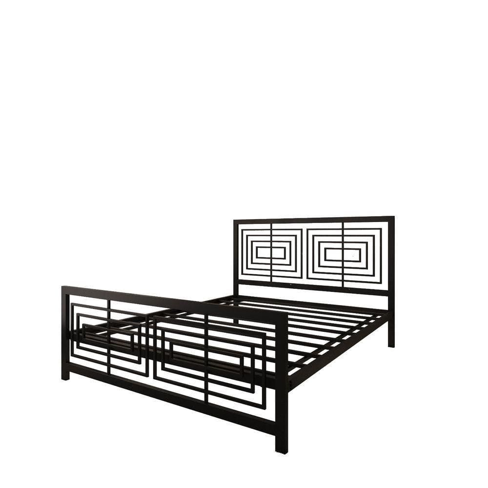 Cama Casal Com Cabeceira Robusta Aço Ferro Metal Tamanho Queen 158x198 Cor Preto Mobbili Ca-06