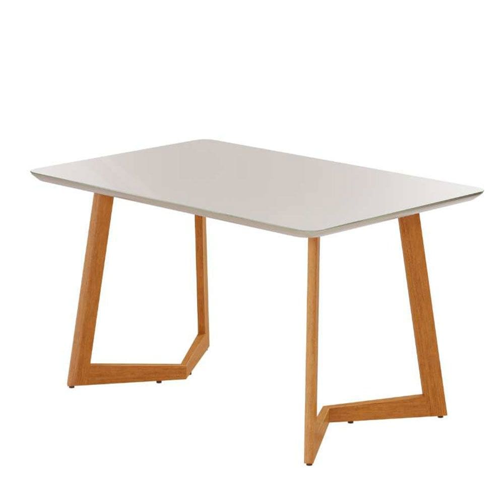 Mesa de Jantar Fineza Tampo 180x90cm com Vidro Pés Madeira Maciça JCM