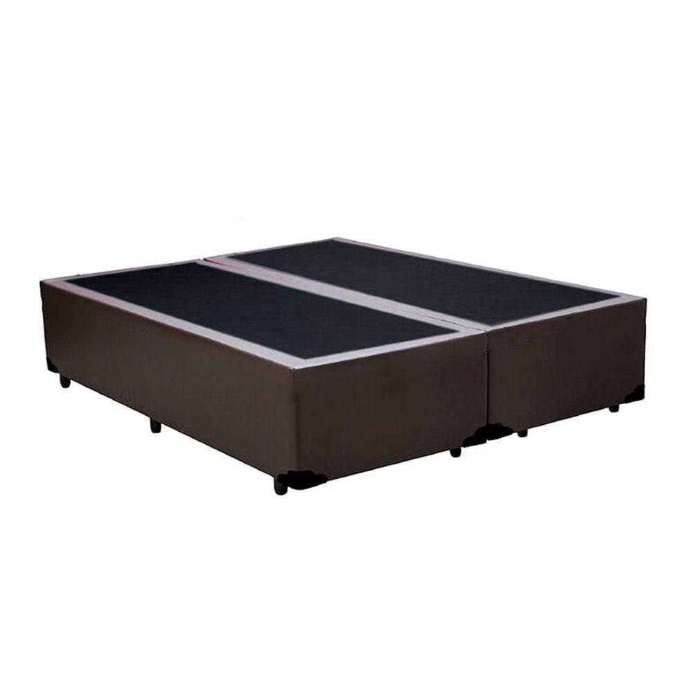 Cama Box Casal Bipartido King Design Sintético Marrom 138x188x40