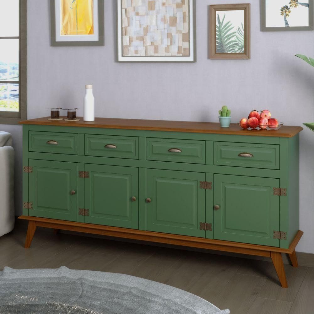 Balcão Buffet Aparador 4 Portas 4 Gavetas New Veneza Verde