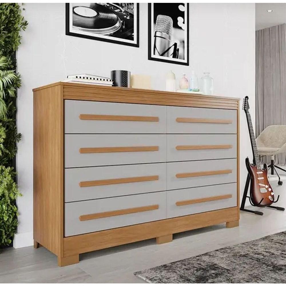 Cômoda Califórnia 8 Gavetas 100% Mdf Cinamomo/off - Benetil