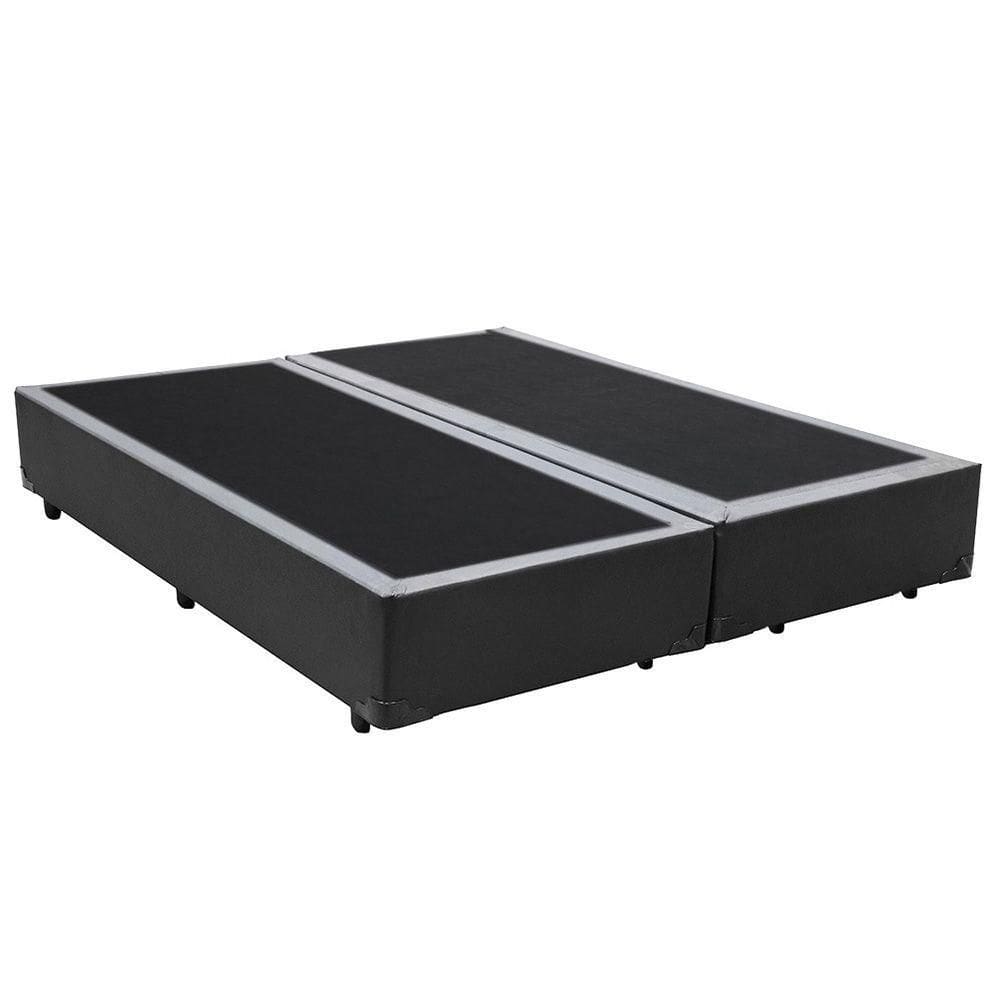Cama Box Queen Bipartido King Design Sintético Cinza 158x198x40