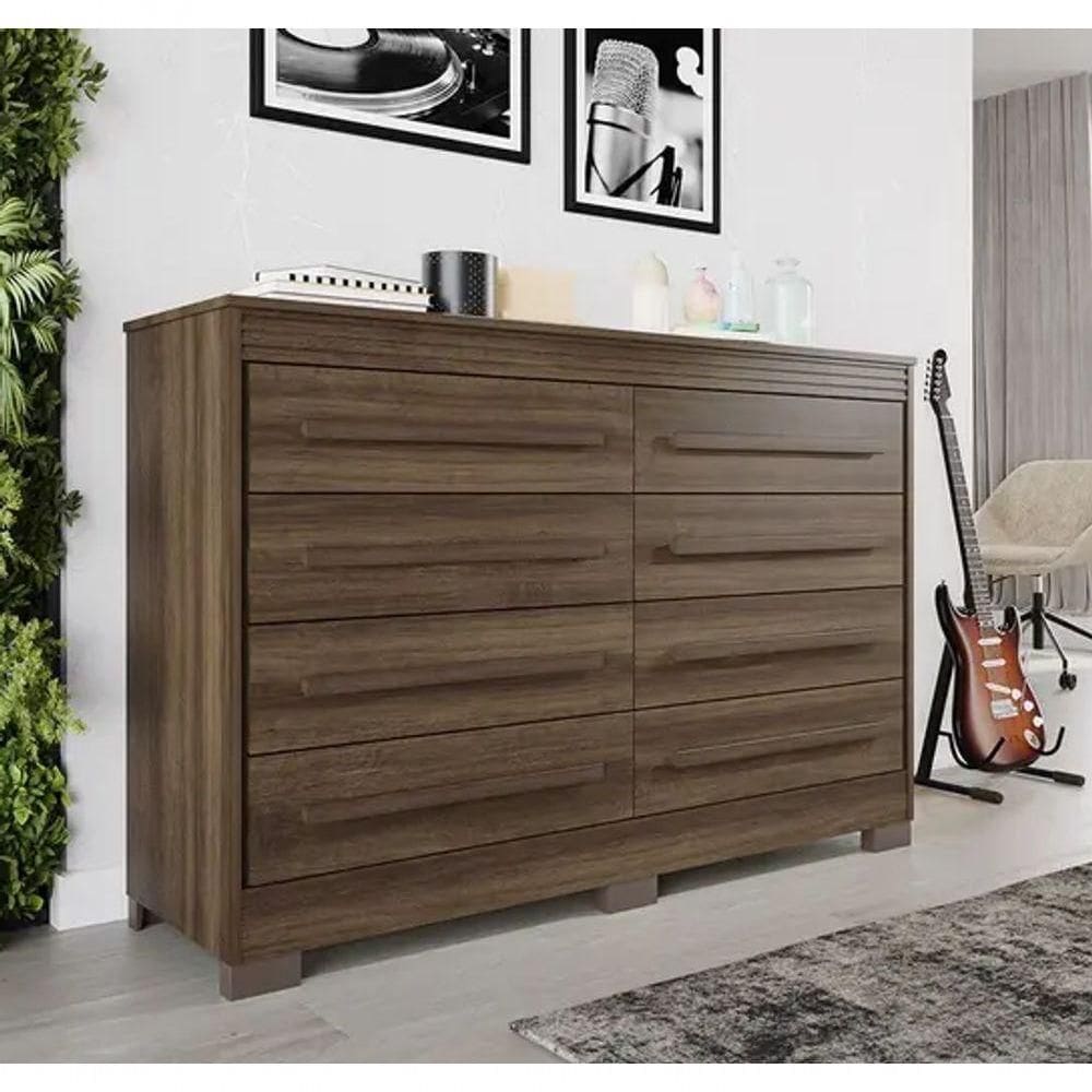 Cômoda Califórnia 8 Gavetas 100% Mdf Imbuia - Benetil