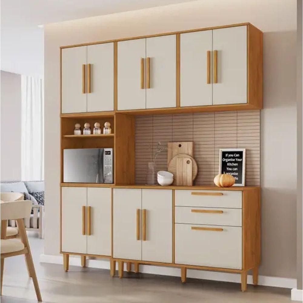 Cozinha Lorena 11 Pts Torre Quente Kaiki Móveis - Nature/off