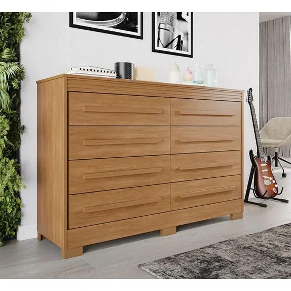Cômoda Califórnia 8 Gavetas 100% Mdf Cinamomo - Benetil