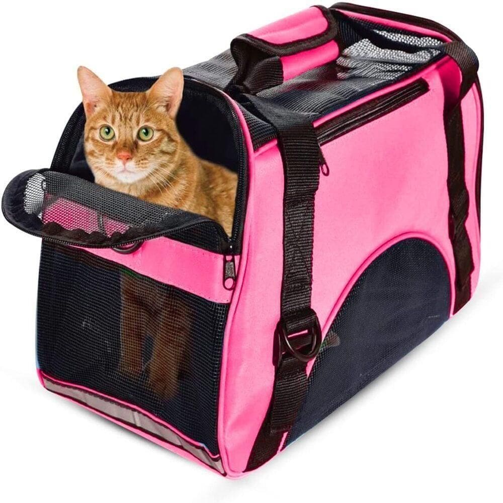 Bolsa De Transporte Para Cachorro E Gato, Mochila Pet Canguru Dobrável Mala Para Viagem Rosa