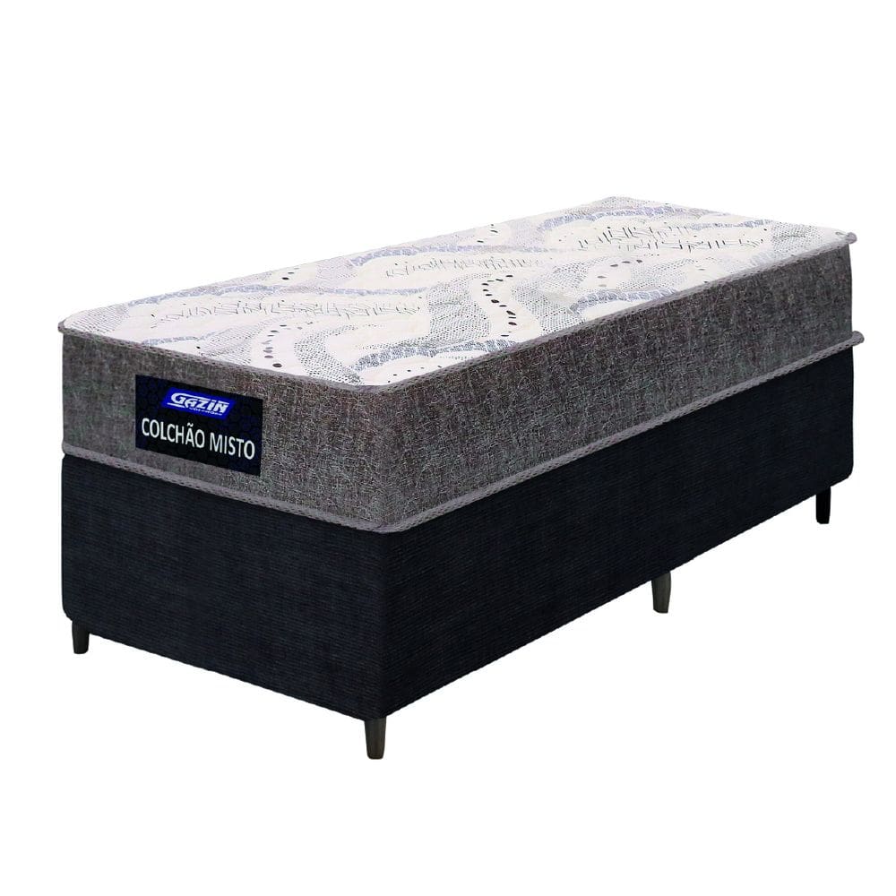 Cama Box Solteiro Gazin Colchão Com Espuma 88x188x55cm Camboriu Marrom-Suporta Até 120 Kg Por Pessoa