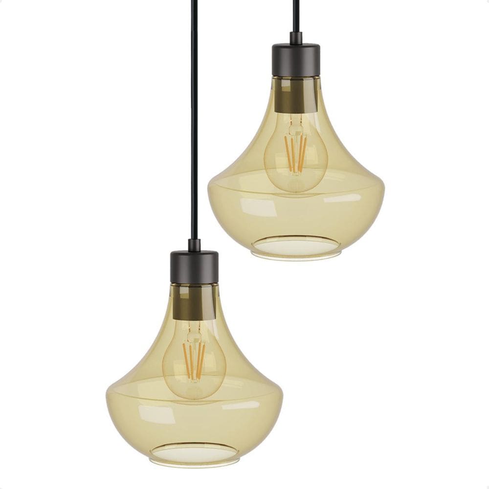 Lustre Pendente Blumenau Verbena Duplo E27 Bivolt Âmbar