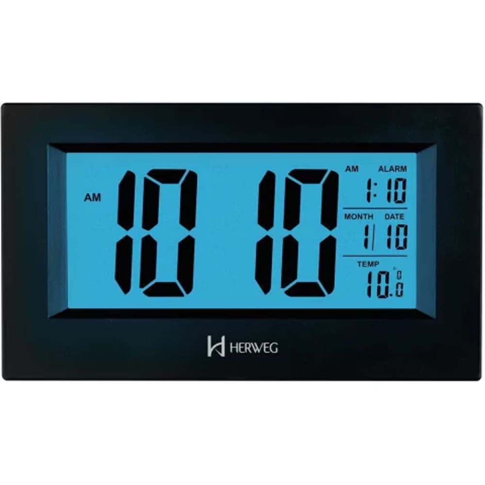 Despertador Digital Preto Herweg 2972