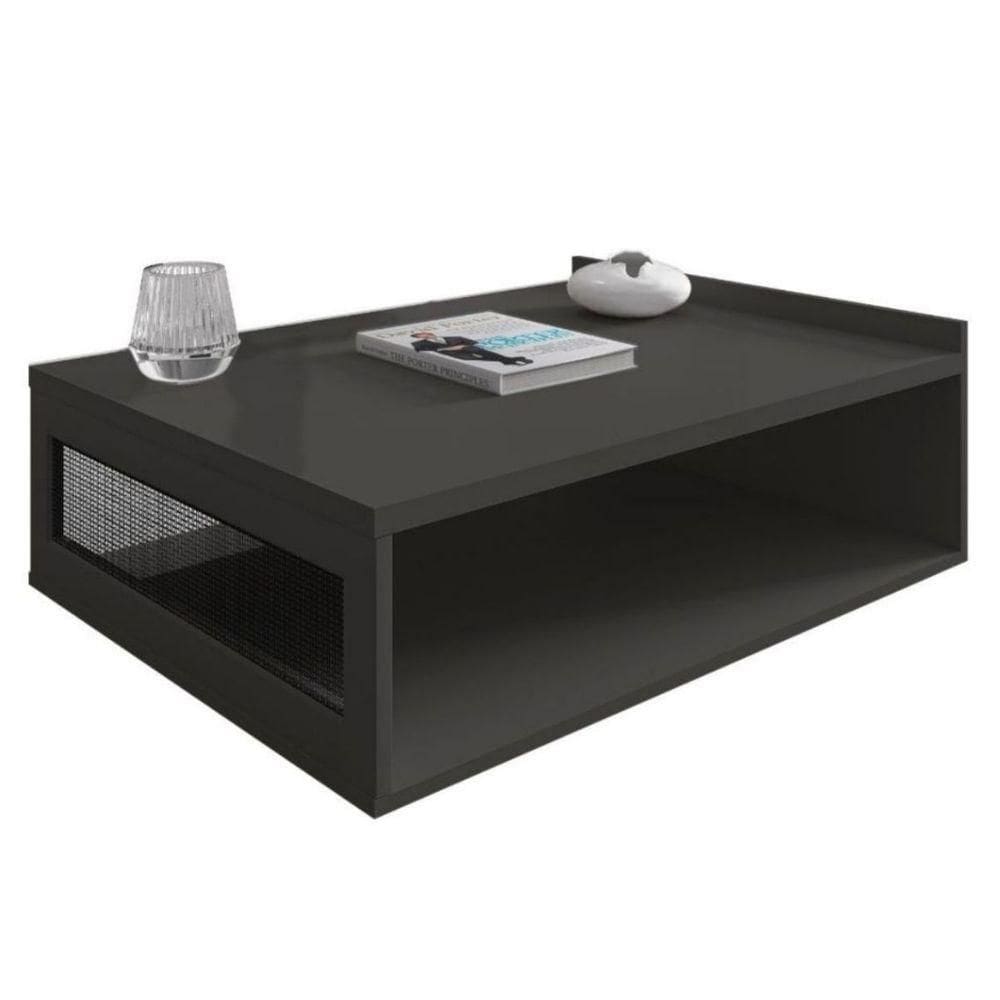 Mesa De Centro Moderna Em Mdf Dunamis Sala De Estar 91x70 Cm cinza Régio