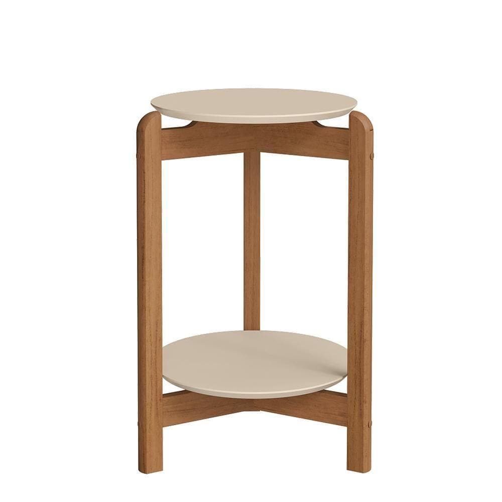 Mesa Lateral Lizz Redonda Off White-cedro - Casa D Off White-cedro
