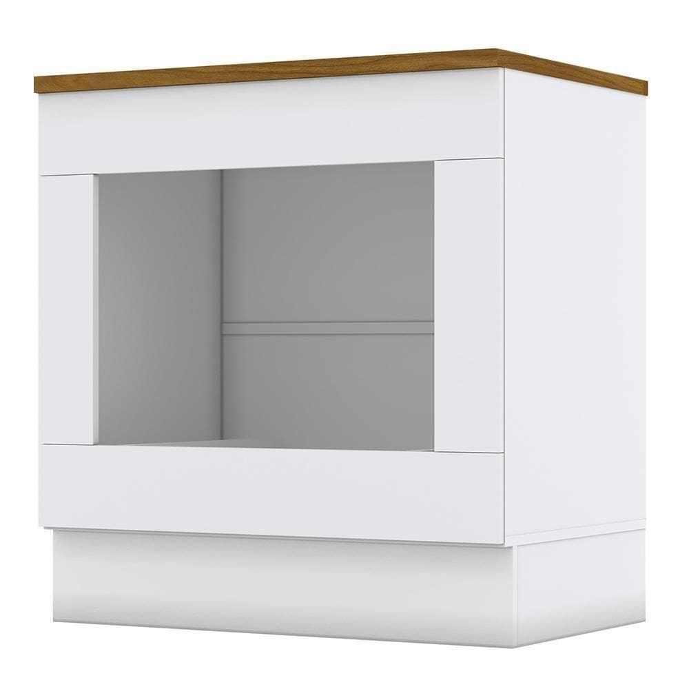 Balcão Forno De Embutir 80cm Americana Branco Com Tampo Cooktop Nature - Móveis Henn Branco-nature