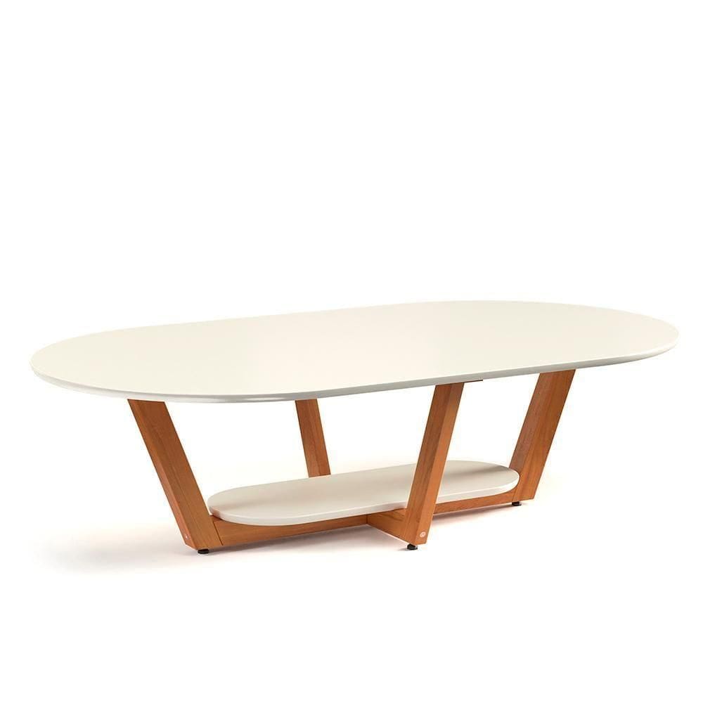 Mesa De Centro Sala De Estar Elegance 120 Cm Off White Nature Tebar Off White Nature