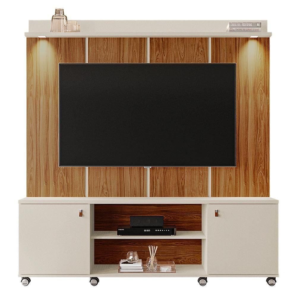 Estante Home Madison 160cm Pérola Metalizado-cinamomo Mel Para Até 70? - Mobler Pérola Metalizado-cinamomo Mel