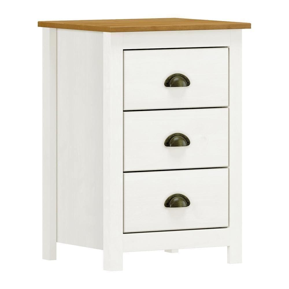 Mesa De Cabeceira Topázio 3 Gavetas Branco-freijó - Finestra Móveis Branco-freijó