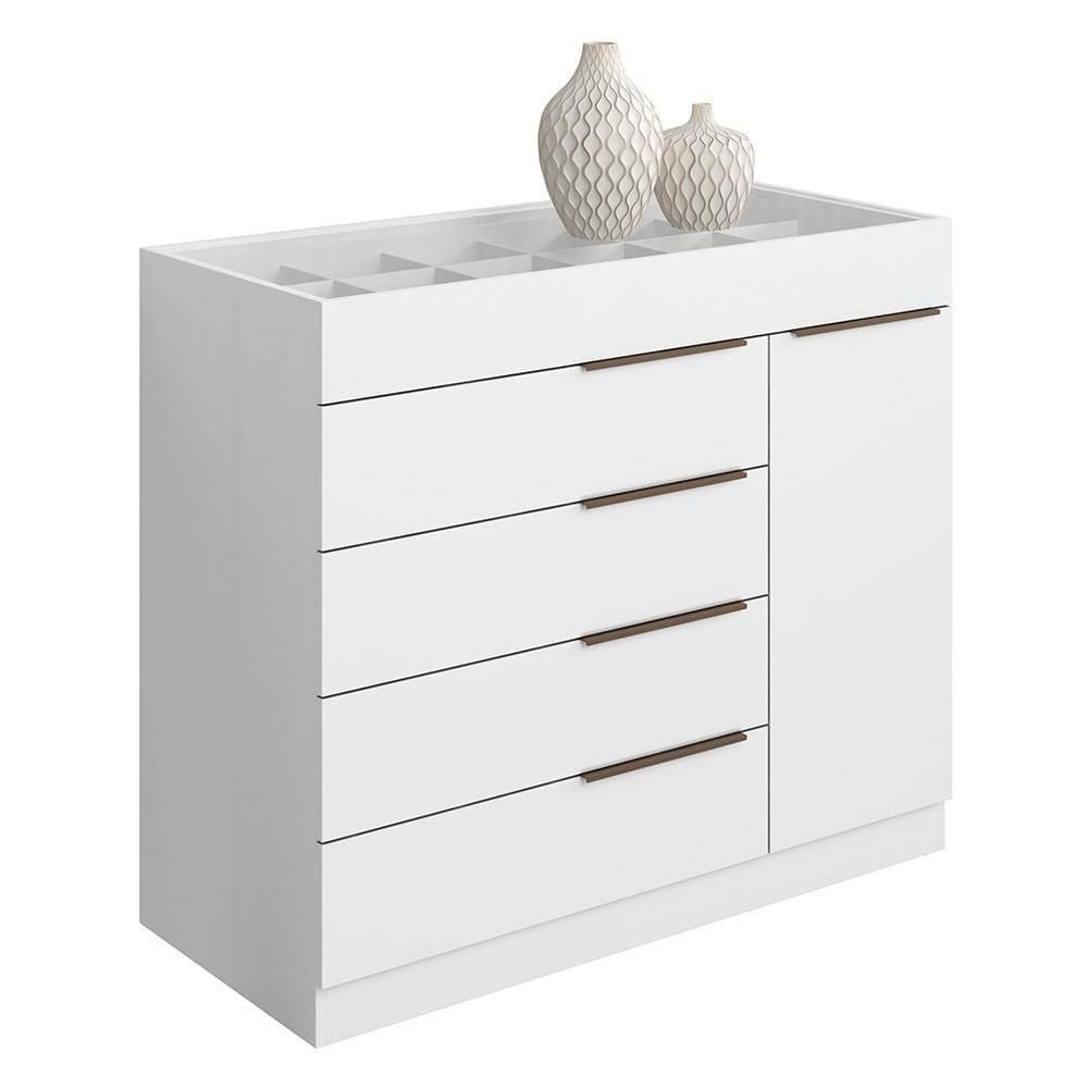 Cômoda Sevilha 1 Porta E 5 Gavetas Com Porta Joias Branco - Aramóveis Branco