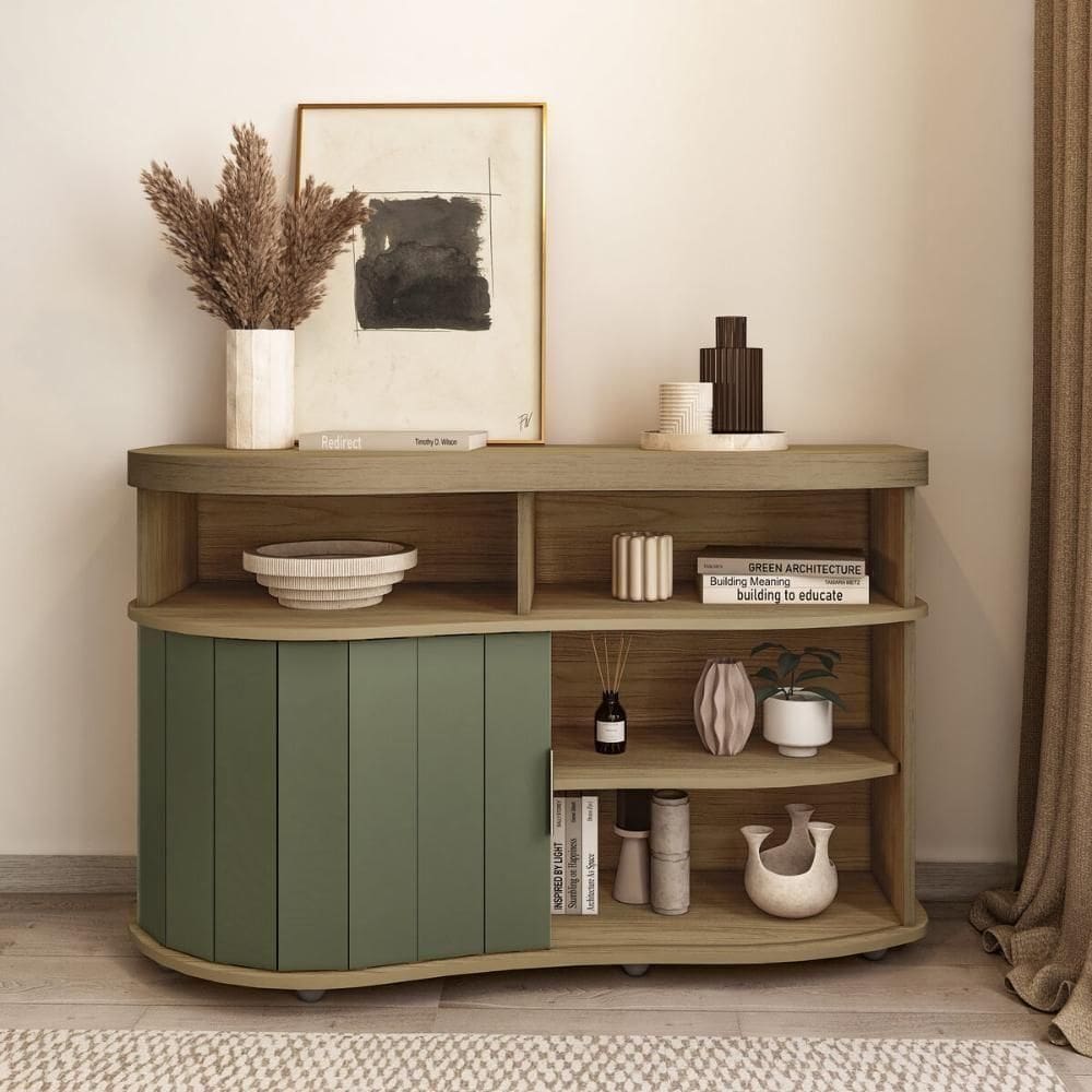 Aparador Buffet 120cm Com 1 Porta Multimóveis Cr50127 Carvalho-off White-menta