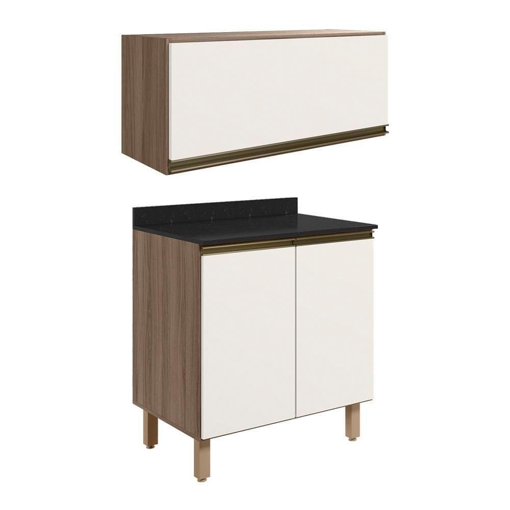 Armario Aereo E Balcao Mdf 70cm Kali Carvalho Toq Off White Cetim Nicioli Carvalho Toq Off White Cetim