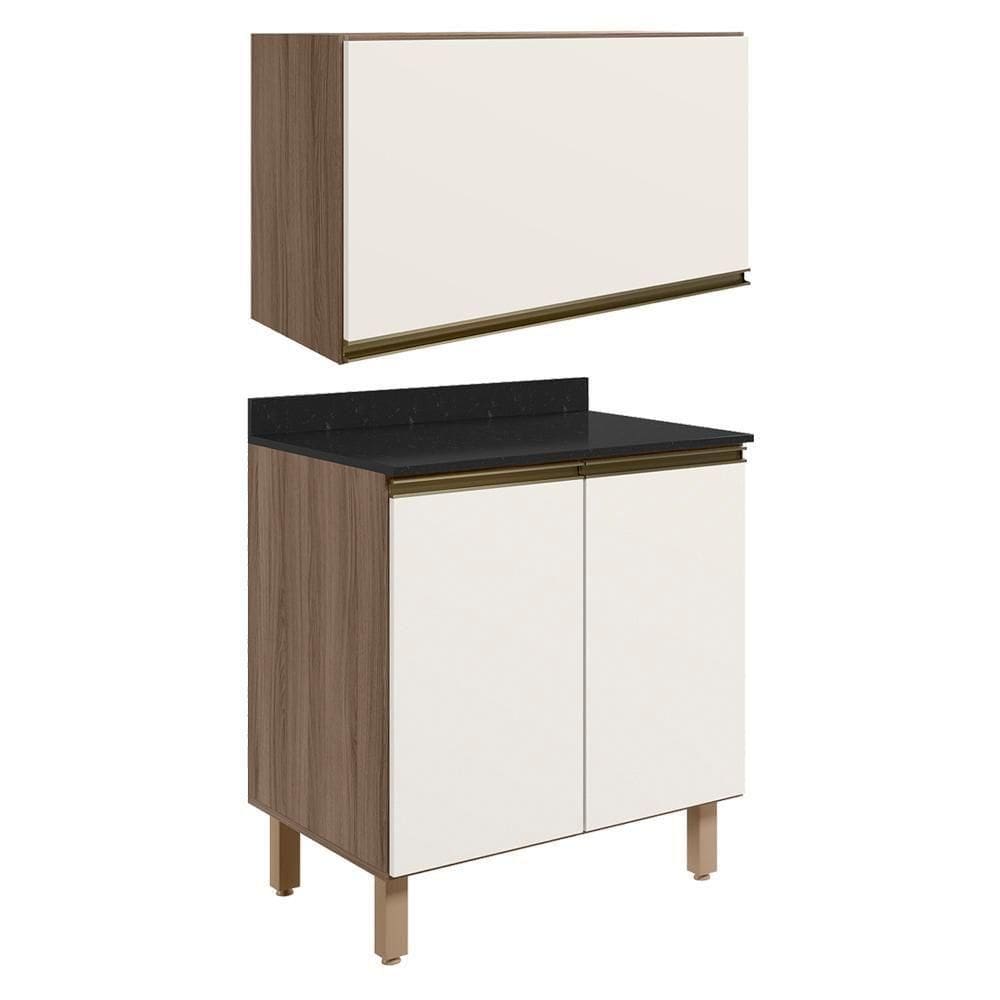 Armario Aereo E Balcao Mdf 60cm Kali Carvalho Toq Off White Cetim Nicioli Carvalho Toq Off White Cetim