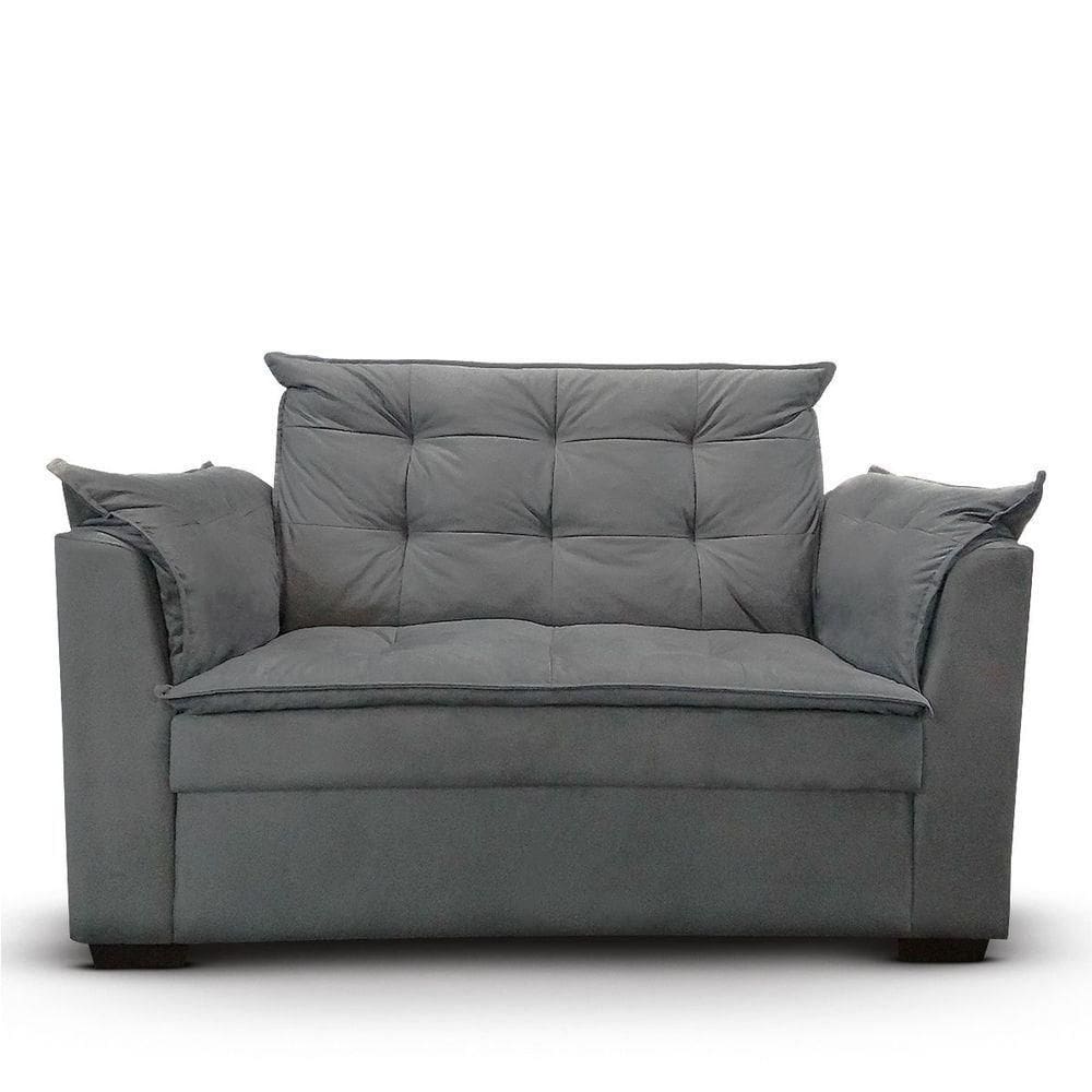 Sofá 2 Lugares Para Sala Moderno Confortável Elegance Suede cinza