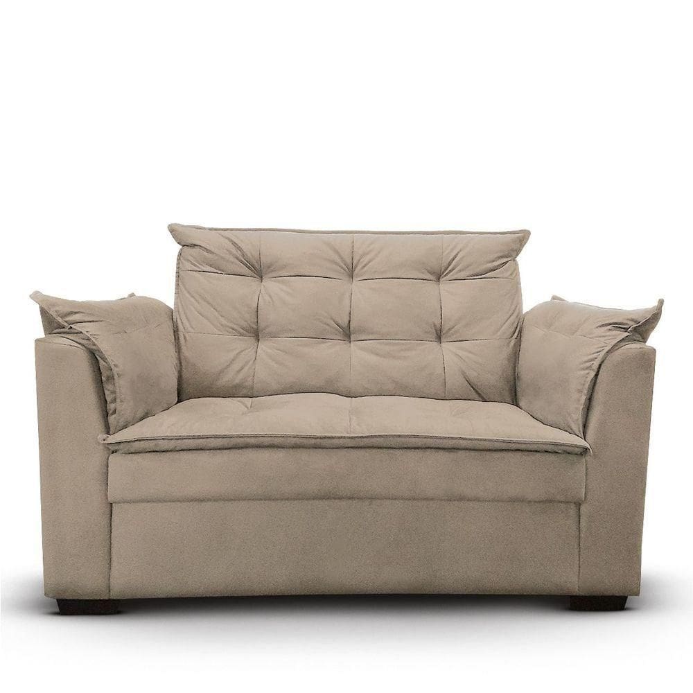 Sofá 2 Lugares Para Sala Moderno Confortável Elegance Suede bege