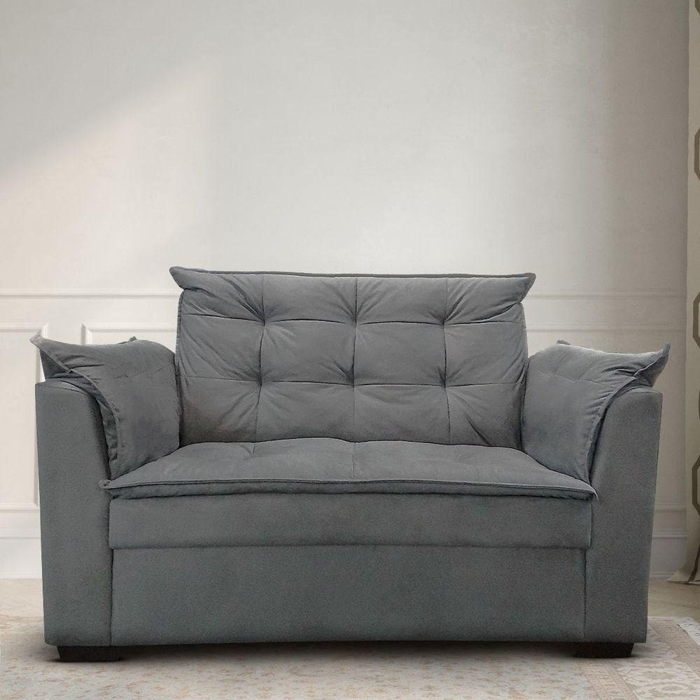 Sofá 2 Lugares Para Sala Moderno Confortável Alicia Suede cinza