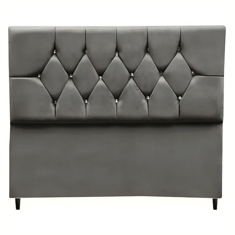 Cabeceira Cama Box Solteiro 90 Cm Geovana Suede cinza