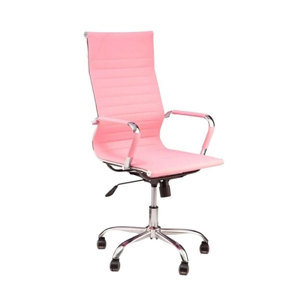 Cadeira De Escritório Esteirinha Giratória Ergonômica Alta Rosa