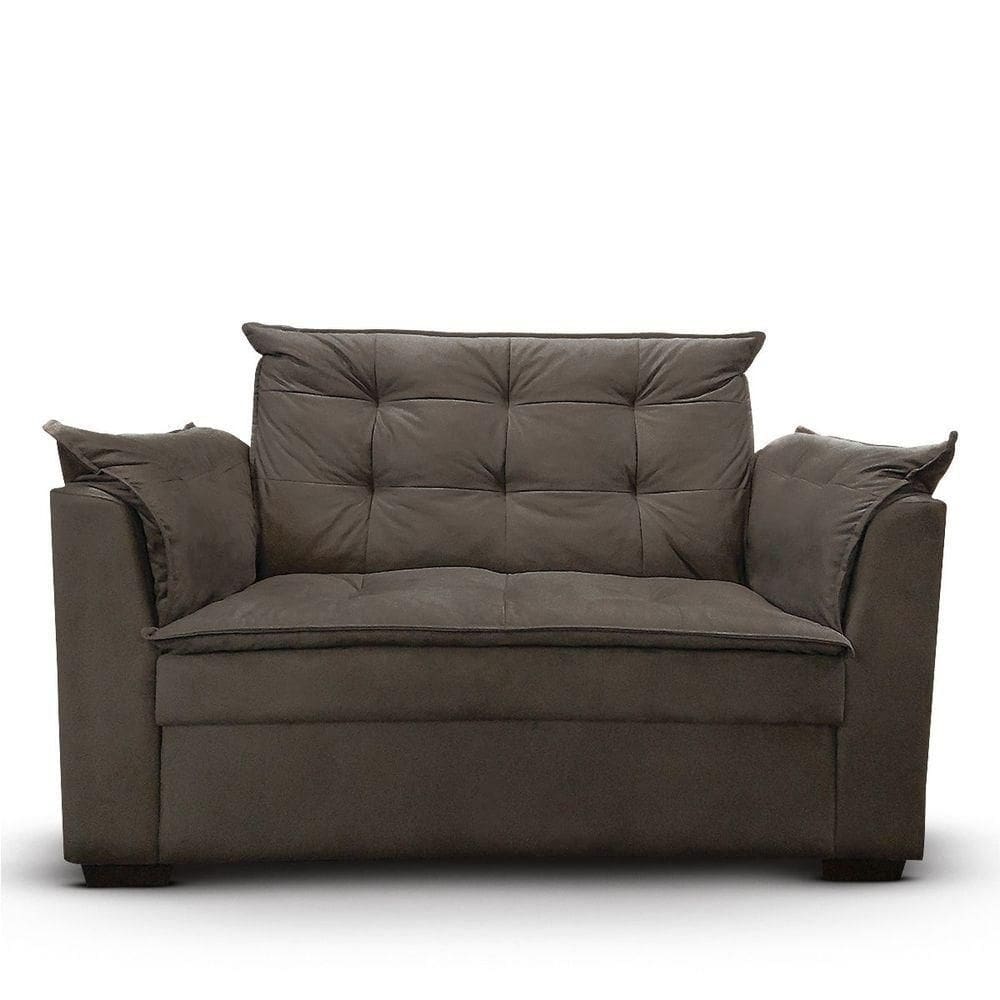 Sofá 2 Lugares Para Sala Moderno Confortável Elegance Suede marrom