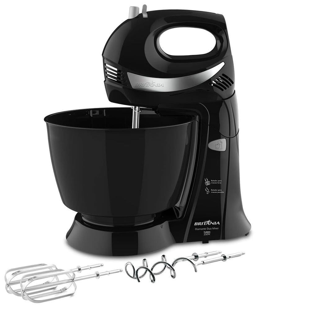 Batedeira Britânia Diamante Duo Mixer Turbo PR 4,3L 350W