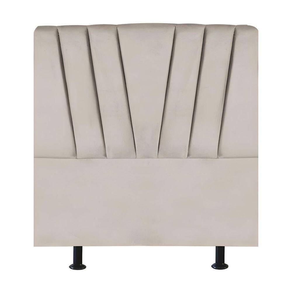 Cabeceira Solteiro Cama Box Estofada 100 Cm Antonella Veludo bege