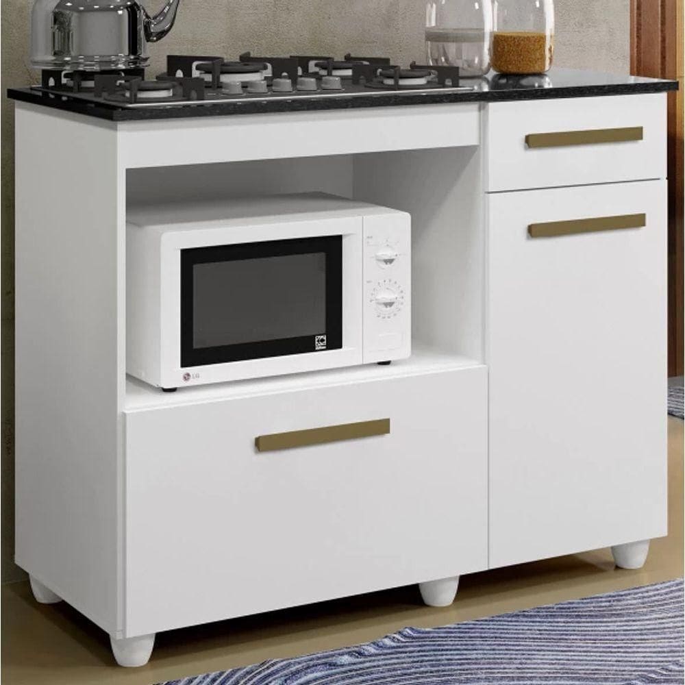 Balcão Cooktop/forno Violeta Kaiki Móveis - Branco