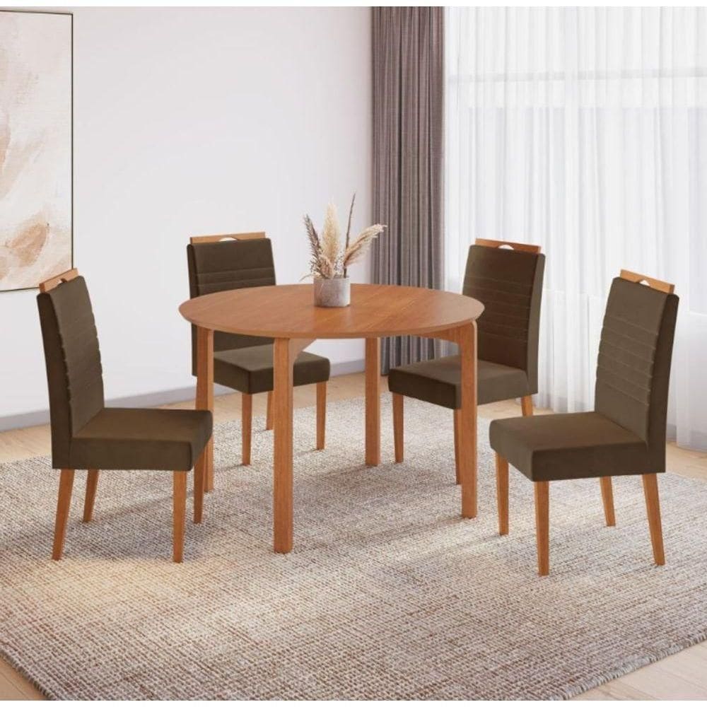 Mesa Cativa 4 Cadeiras Horizonte Jolie Marrom Jcm Cinamomo