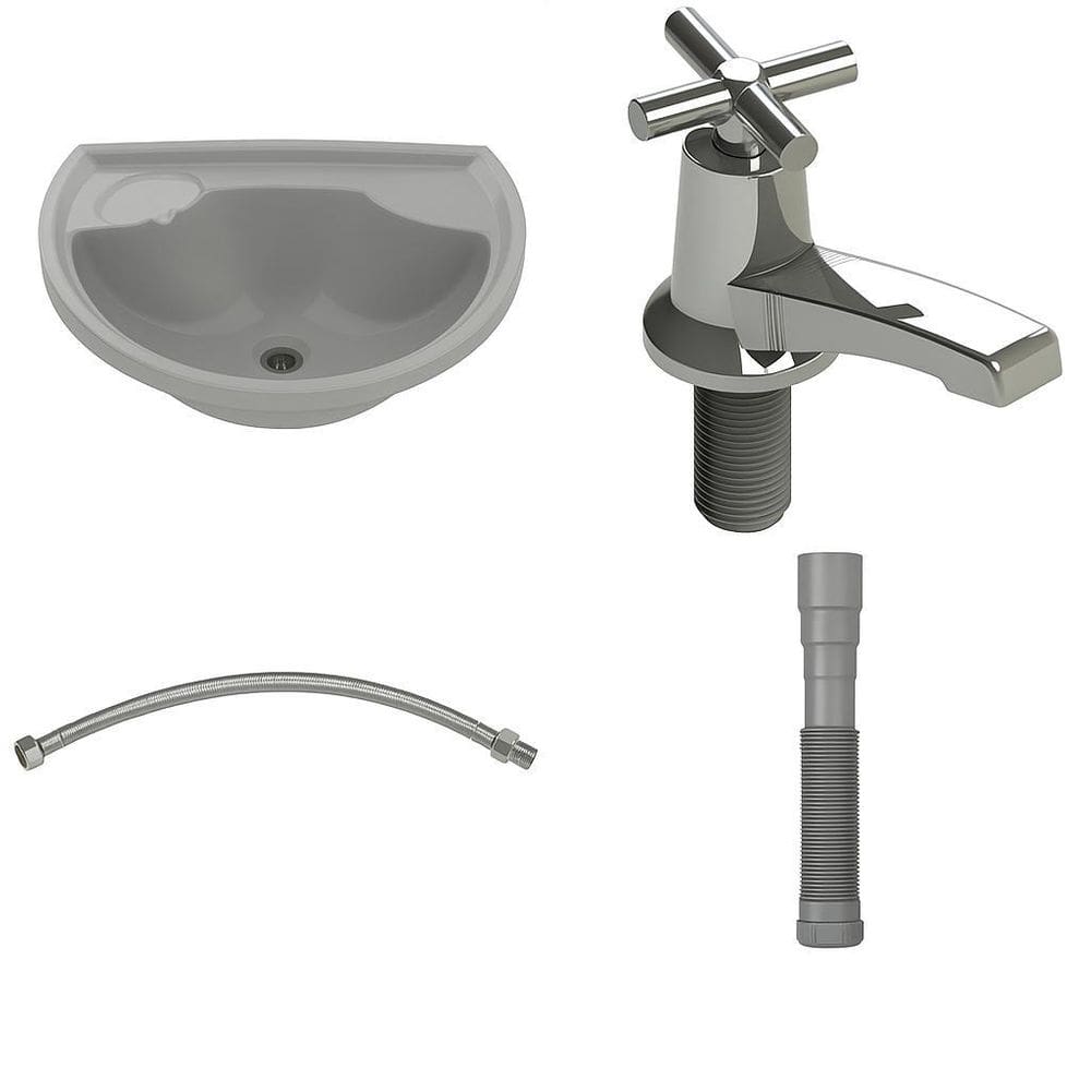 Kit Lavatório Plástico + Torneira+ Engate + Sifão Cinza