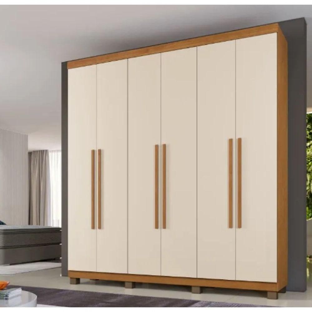 Guarda Roupa Milão 6 Portas 100% Mdf Benetil Móveis - Cinamomo/off