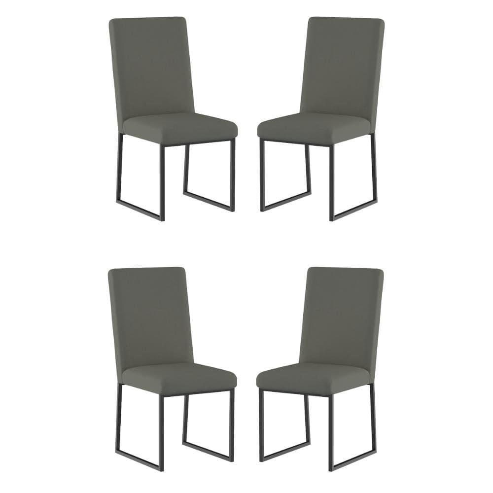 Kit 4 Cadeiras de Jantar com Base de Ferro Preto