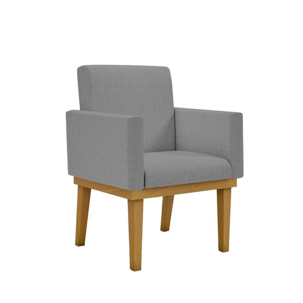 Poltrona Decorativa em Linho com Base de Madeira