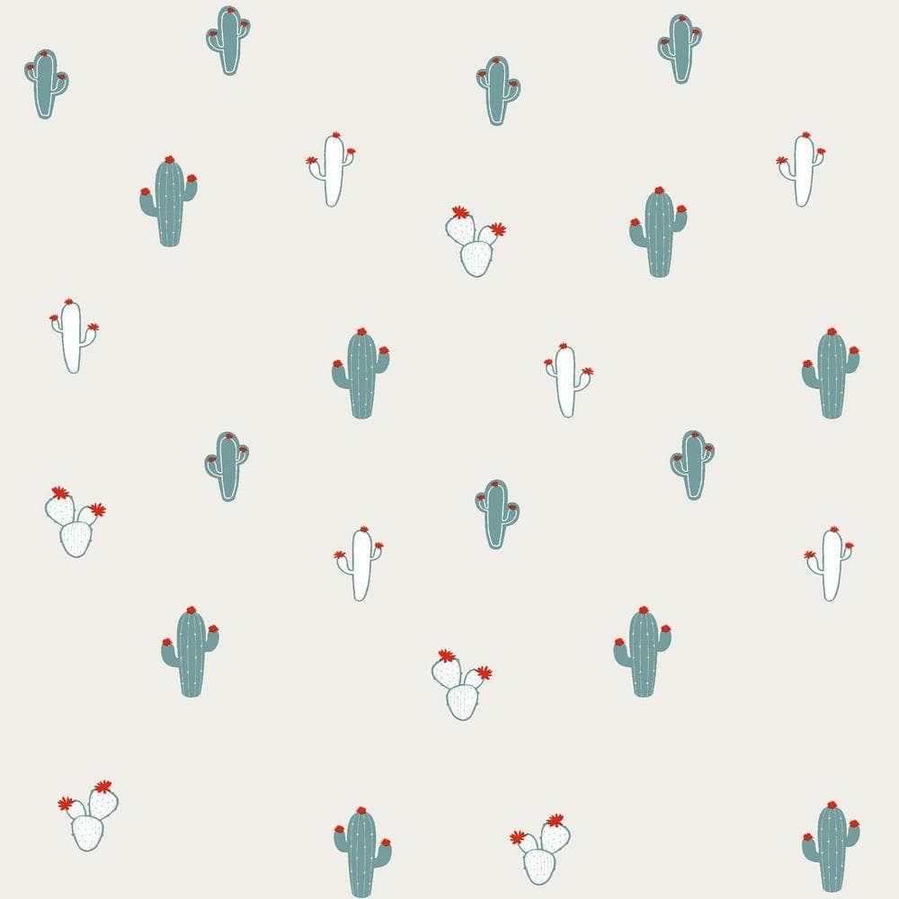 Papel De Parede Infantil De Cactos, Azul Ff4011.