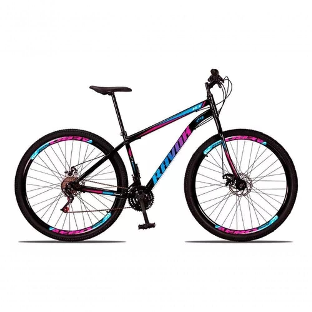 Bicicleta Aro 29 Shimano Traseiro Aço 21 Velocidades Marchas Cor:azul E Rosa