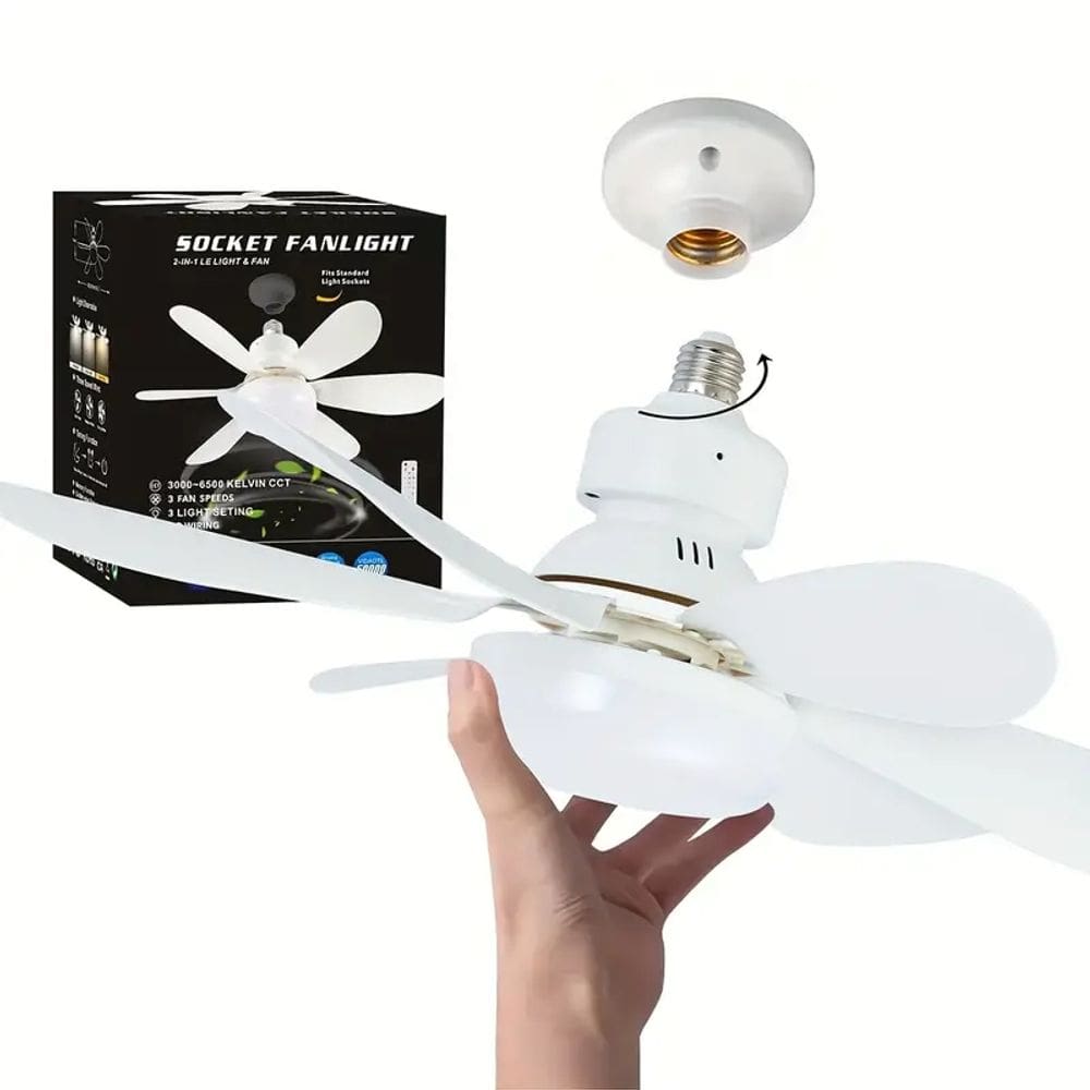 Mini Ventilador de Teto Silencioso Controle Remoto - 40W