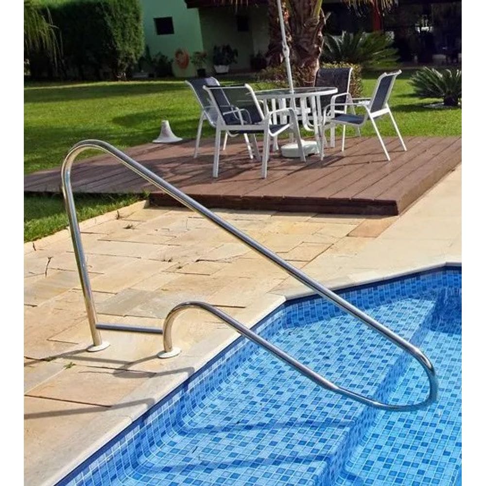 Corrimão Ilha Bela para Piscina em Aço Inox com Chumbador em Alumínio - Sodramar