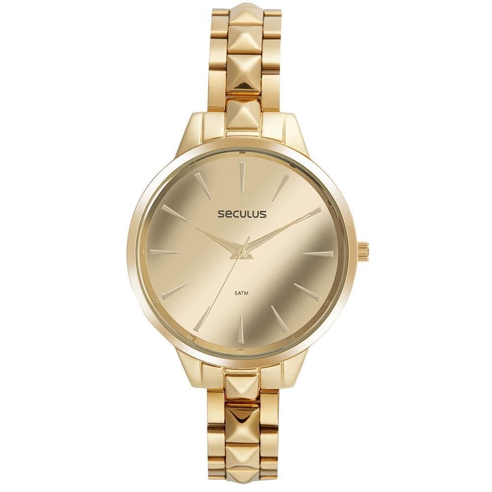 Relógio Feminino Seculus Espelhado Dourado 77168LPSVDS1