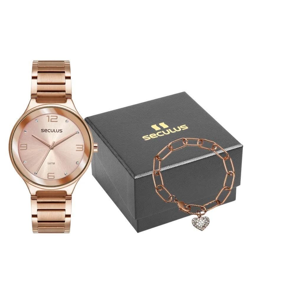 Kit Relógio Feminino Seculus Pulseira 77247LPSVRS2K1