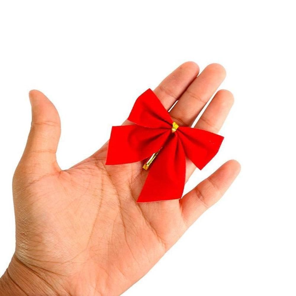 Kit 12 Laços De Tecido Decoração Árvore De Natal Lacinho