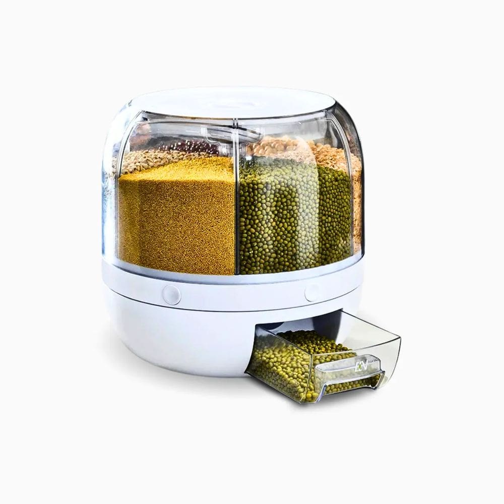 Dispenser de Alimentos Grãos Cereais Giratório 6 Divisões