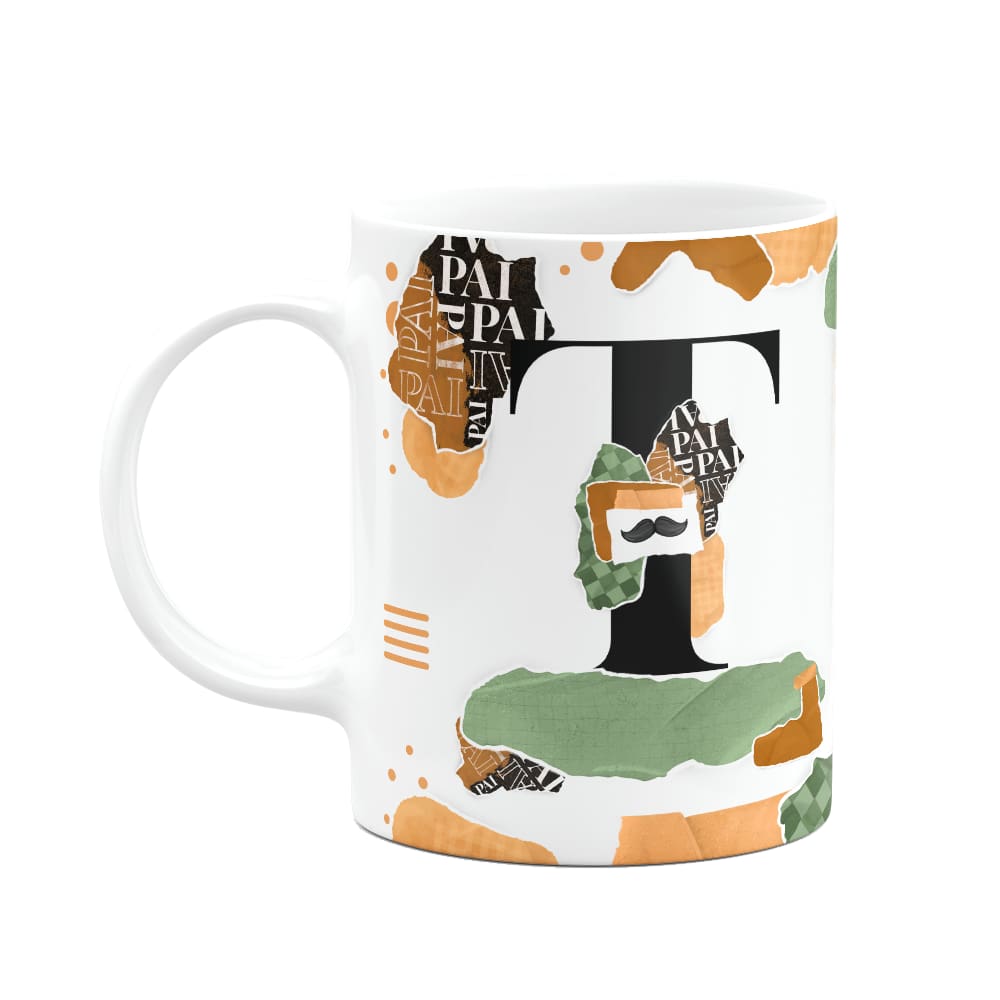 Caneca do Pai - Inicial do nome letra T - Bg-Green