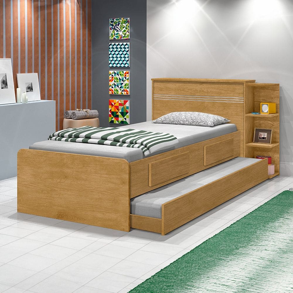 Conjunto de Cama Baú 90cm X 127cm Jade Marrom